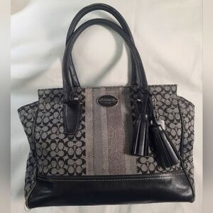 Coach Legacy Signature Striped Candace Carryall Black Purse